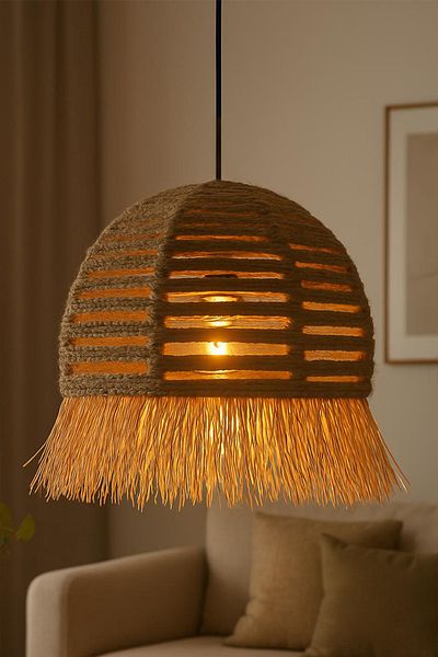 Hmydesign Rafina Handmade Single Pendant Lamp Jute Chandelier