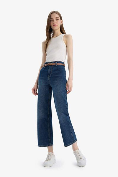 DeFacto Culotte-Jeans mit hoher Taille, knöchellang, waschbar, D4325AX25SP