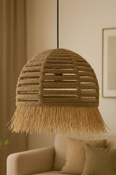 Hmydesign Rafina Handmade Single Pendant Lamp Jute Chandelier