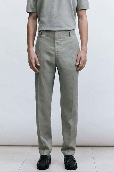 H&M Slim Fit Linen Suit Trousers