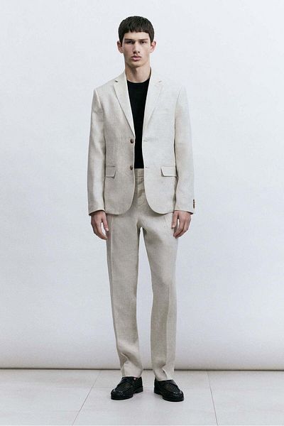 H&M Slim Fit Linen Suit Trousers