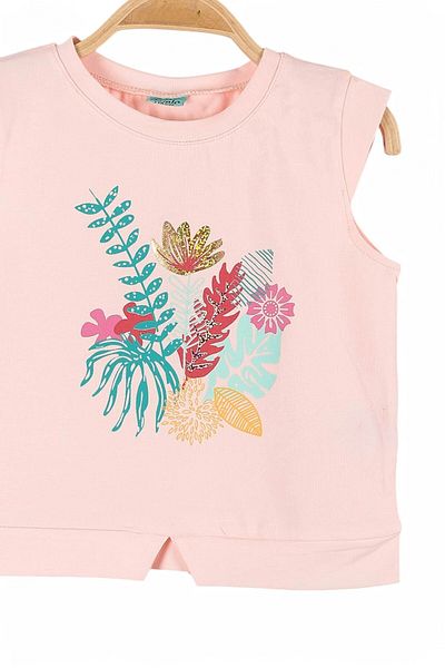 voyyo kids baby طقم تي شيرت وشورت مطبوع للفتيات بعمر 2-3-4-5-6 سنوات