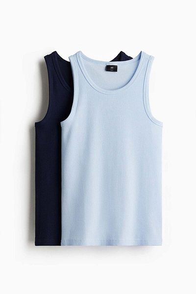 H&M 2-pack Slim Fit Ribbed Vest Tops