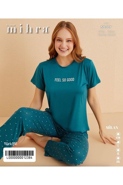 Mihra Set pijama cu mânecă scurtă Milan Lycra pentru damă 50107p - 1 bucată