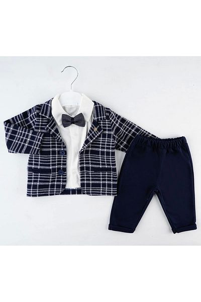 Mc Emirix Kids Wear Plaid Filotal Jacket 3 Piece Set