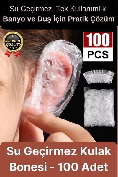 Svein Çok Amaçlı Pratik Dayanıklı Elastik Tek Kullanımlık Banyo Duş Su geçirmez Kulak Bonesi 100 Adet