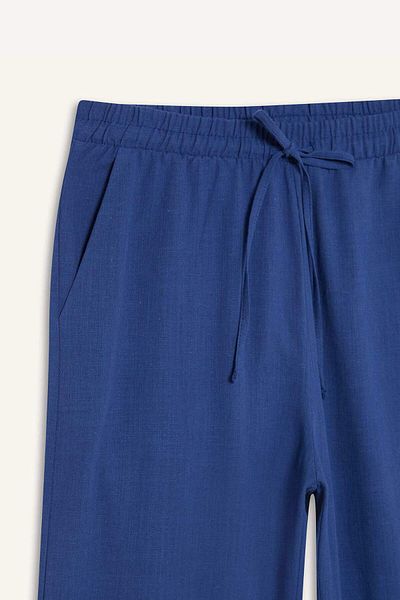 DeFacto Pantaloni din amestec de in, cu buzunare, cu tăietură dreaptă, cu picioare drepte E7334AX25SM