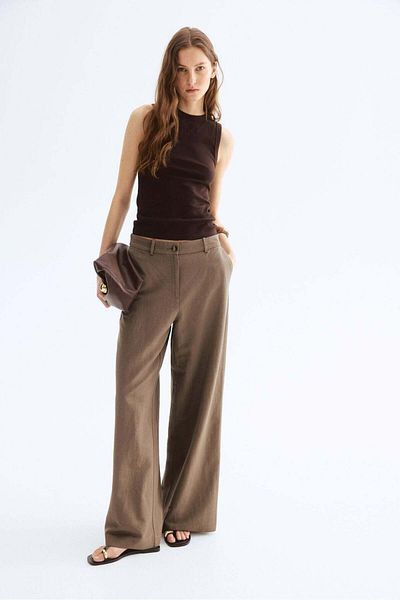 H&M Wide Linen-blend Trousers