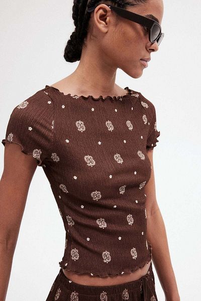 H&M Overlock-detail crinkled top