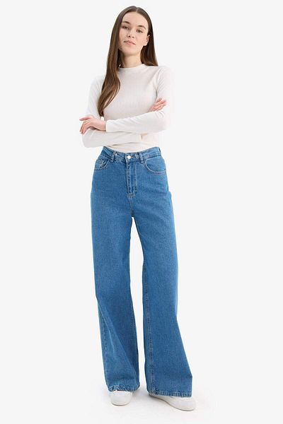 DeFacto Half Turtleneck Basic Plain Ribbed Camisole Long Sleeve T-Shirt E7671Ax25Sp
