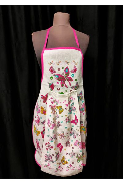 yörük tuhafiye Butterfly Model Towel Patterned Kitchen Apron Waterproof Kitchen Apron
