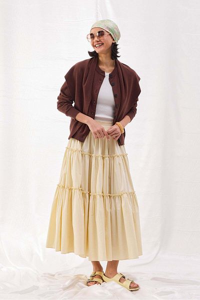 Tailors Room Shawl Detailed Cotton Cardigan - Mocha
