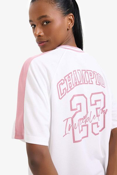 DeFacto Fit Oversize Mold V-Neck Athlete, κοντομάνικο μπλουζάκι D6249ax25sp