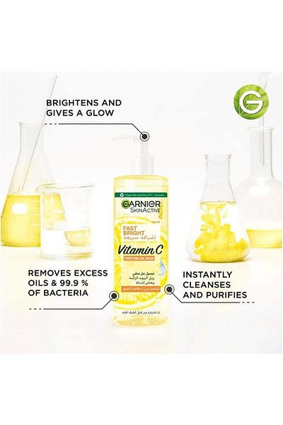 Garnier غارنييه جل منقي للإشراقة السريعة فيتامين سي للبشرة - ٤٠٠ مل