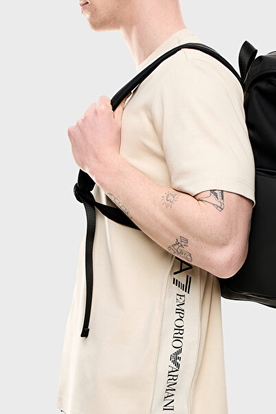 EA7 100% βαμβακερό κανονικό μπλουζάκι με λαιμόκοψη με λογότυπο ανδρικό μπλουζάκι 7M 000516 AF14616 U1079