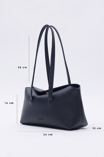 Shanta Geantă de umăr pentru femei, neagră D13 Baguette, minimalistă, elegantă și funcțională, cu curea lungă, zilnică