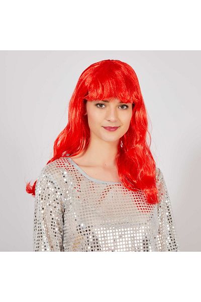 SAVA HOME COLLECTİON Red Color Long Wavy Party Wig