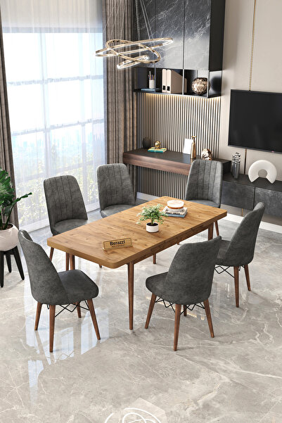 Maholandin Açılır kapanır 6 sandalyeli yemek masası takımı