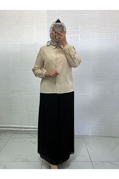 Zeynep Butik Бродирана риза от плат Jesica с пола и топ 1801