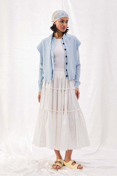 Tailors Room Cardigan din bumbac - Detaliu șal, Baby Blue