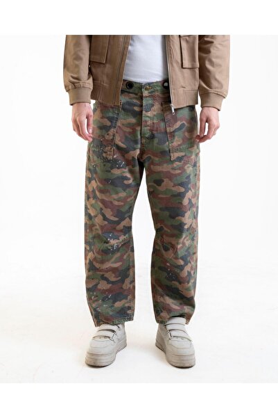 HAİHOLA Boya Sıçrama Detay Kamuflaj Ballon Fit Jean Erkek