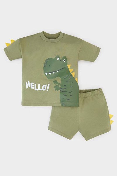 DeFacto Baby Boy 2 Piece Set Dinosaur Printed Short Sleeve T-Shirt Shorts E8732A525Sm