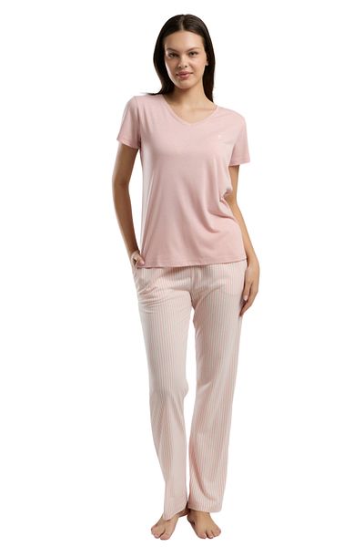 Pierre Cardin Women's Short Sleeve V-Neck Pocket Detailed Pajama Set Vr.Pc.K90.T11.Yd1