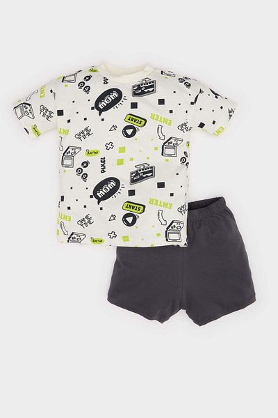DeFacto Baby Boy 2 Piece Set Patterned Short Sleeve T-Shirt Shorts E8489A525Sm