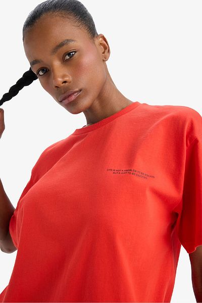 DeFacto Fit Oversize Wide Fit Crew Neck K Short Sleeve T-Shirt T7793Az25Sp
