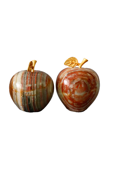 Natural Onyx Stone Apple Trinket | Decorative Table Top and Office Accessory | 5.5 x 5 cm