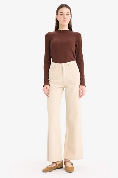 DeFacto Ribbed Camisole Basic Plain Long Sleeve T-Shirt E9540Ax25Sp