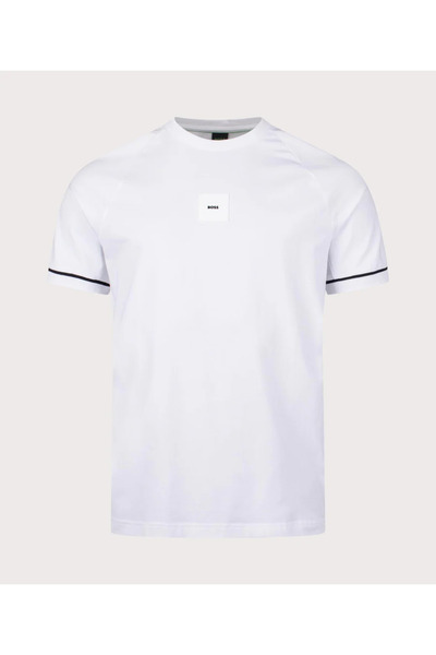 BOSS Erkek BOSS Yazılı Kısa Kollu Bisiklet Yaka Beyaz T-Shirt 50537846-100