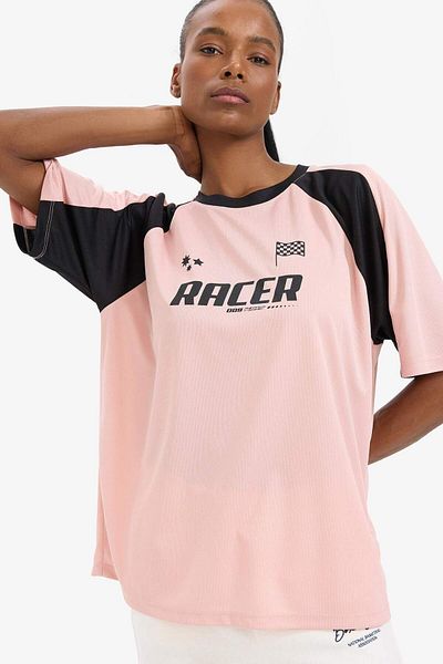 DeFacto Fit Boxy Fit Rundhalsausschnitt bedrucktes Sportler-Kurzarm-T-Shirt E4793ax25sp
