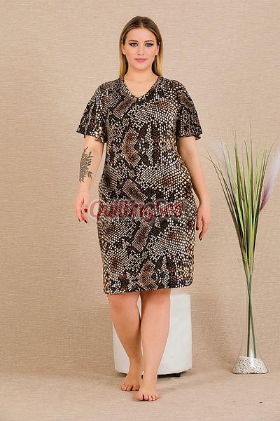 quilling Black Color and Snake Pattern 8517 Women's Short Sleeve Plus Size Nightgown for Mother, Tunic