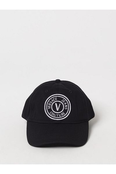 Versace Men's Cotton Adjustable Large Letter Black Hat 78Yazk26Zg366-L01