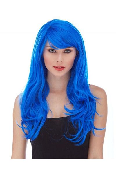 SAVA HOME COLLECTİON Blue Color Long Wavy Party Wig