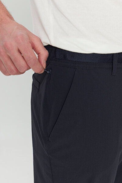 ALTINYILDIZ CLASSICS Men's Navy Blue Relax Fit Relaxed Fit Elastic Waist Stretchy Suit Pants with Pockets