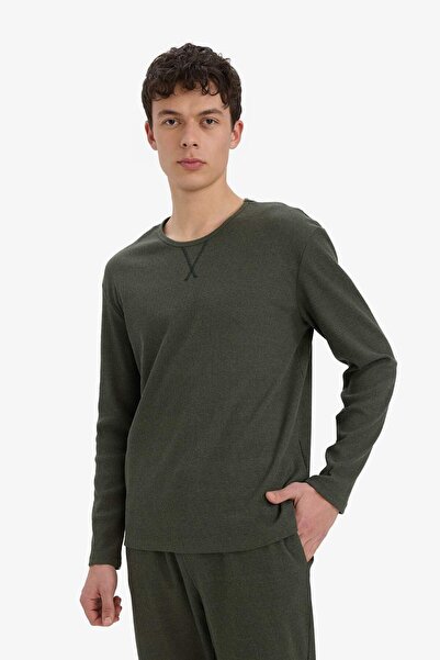 DeFacto Ribbed Camisole Pajamas Set Long Sleeve Long Sleeve Low Rise F0055Ax25Sm