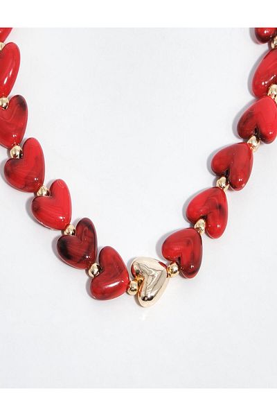 Kayra Heart Design Necklace Coral
