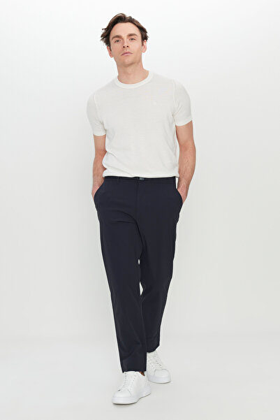 ALTINYILDIZ CLASSICS Men's Navy Blue Relax Fit Relaxed Fit Elastic Waist Stretchy Suit Pants with Pockets