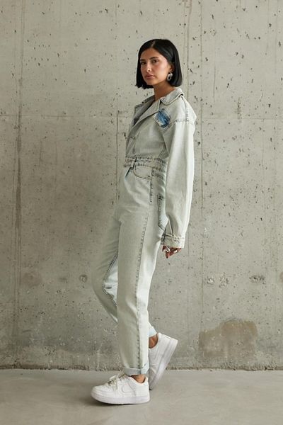 MODAVERA Snow Wash Blue Denim Jumpsuit