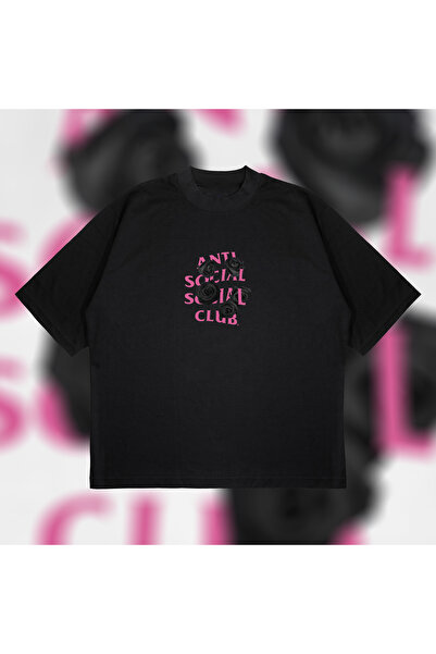 PURE POWER Anti Social Social Club Black Rose supradimensionat Bumbac unisex ...