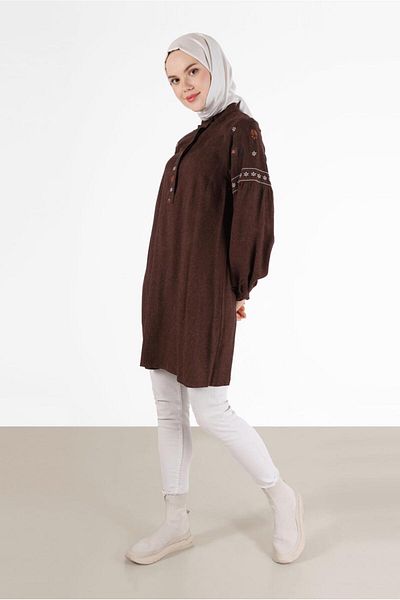 Alvina EMBROIDERY DETAIL HIDDEN BUTTON TUNIC 42396