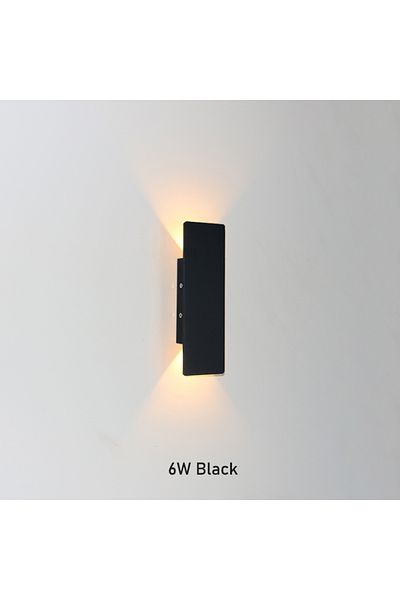 lampinbox Warm White (2700-3500K) 6w Black Led Wall Lamp Rectangular Bedroom Bedside Wall Lights Modern Minima