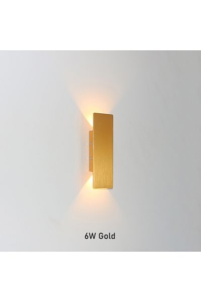 lampinbox Warm White (2700-3500K) 6w Gold Led Wall Lamp Rectangular Bedroom Bedside Wall Lights Modern Minimal