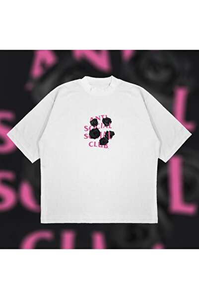 PURE POWER Anti Social Social Club Black Rose supradimensionat Bumbac unisex ...