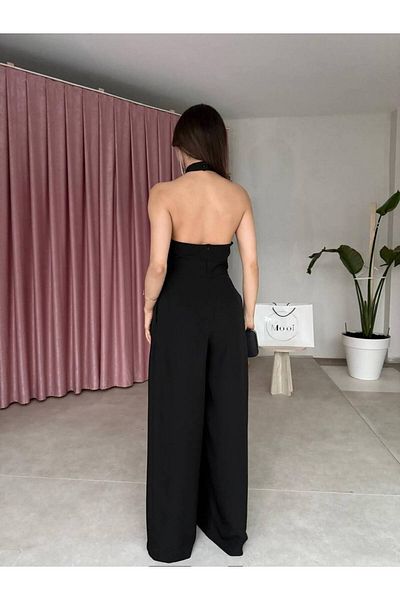 MAXMOOR Women's Black Halter Neck Long Jumpsuit