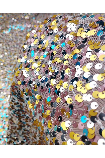 Kumaş Parça Блакитно-рожева пайетка (ширина 130 см x довжина 250 см)