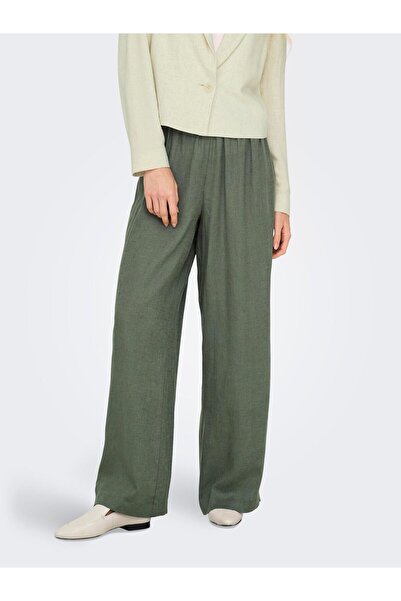 ONLY ONLTOKYO LIFE HW LINEN BL Πράσινο γυναικείο παντελόνι