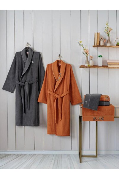 AyrStore Aile Bornoz Seti Dalila Tarçın-Antrasit